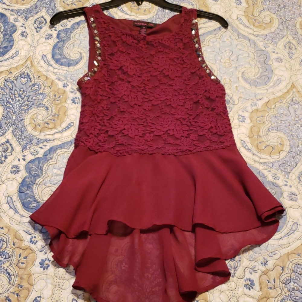 Material Girl Maroon Lace Blouse MEDIUM